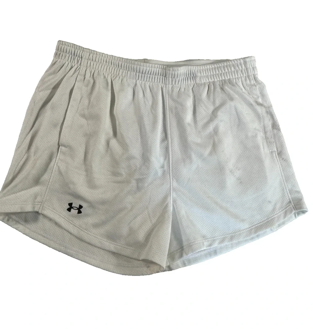 Under Armour Girls Athletic G Tech Play Up Mesh Short Size Large 14-16 White NWT